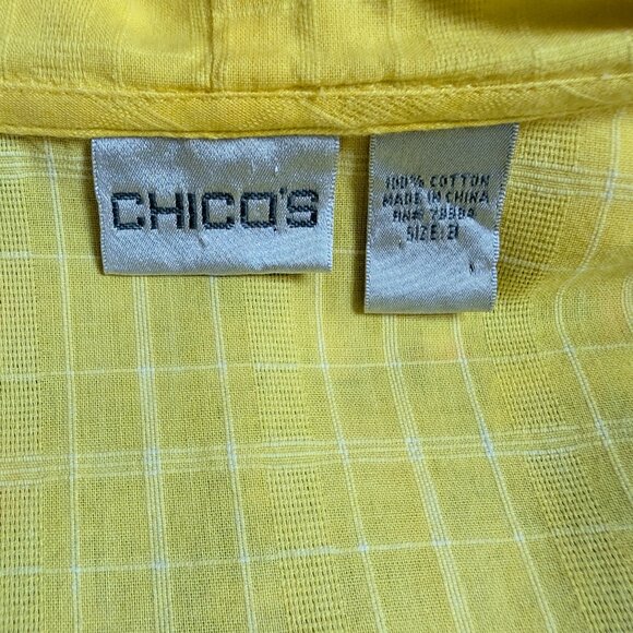 Chicos Pullover Hoodie Women's Size XL 3 Yellow Floral Cityscape Cotton Beach - Picture 6 of 6